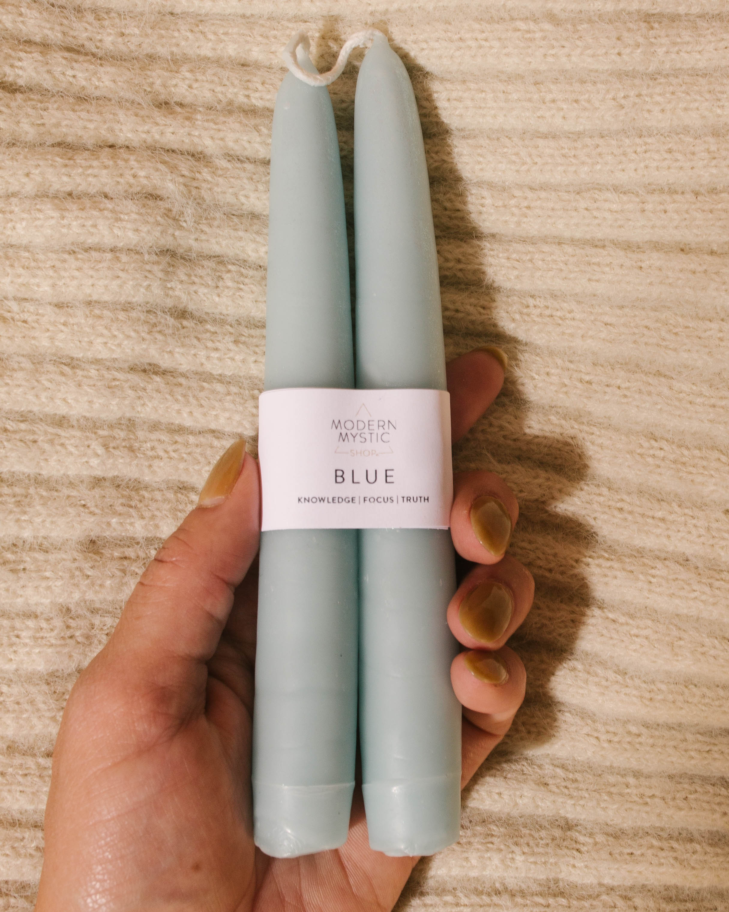 Blue Taper Candle Duo