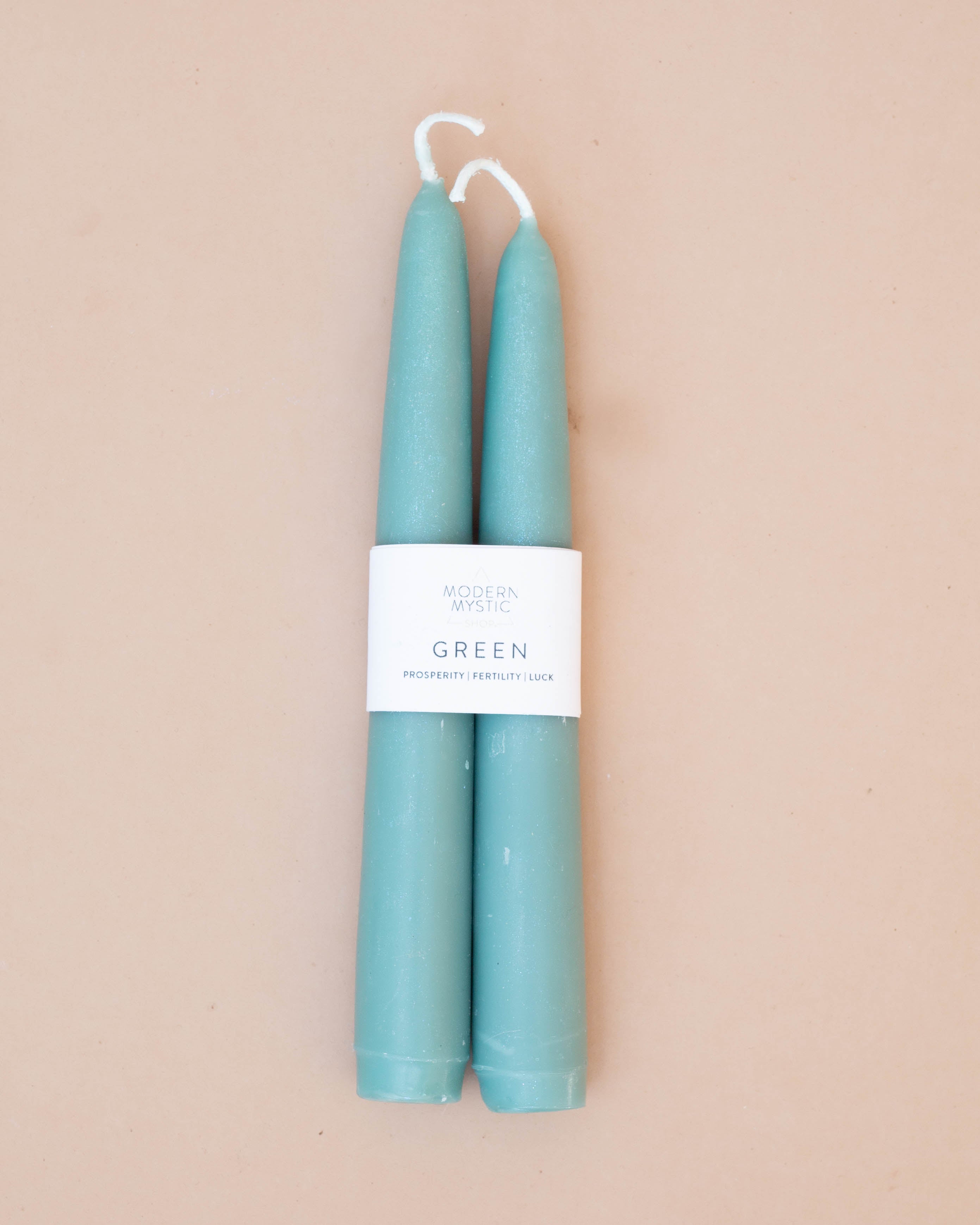 Green Taper Candle Duo