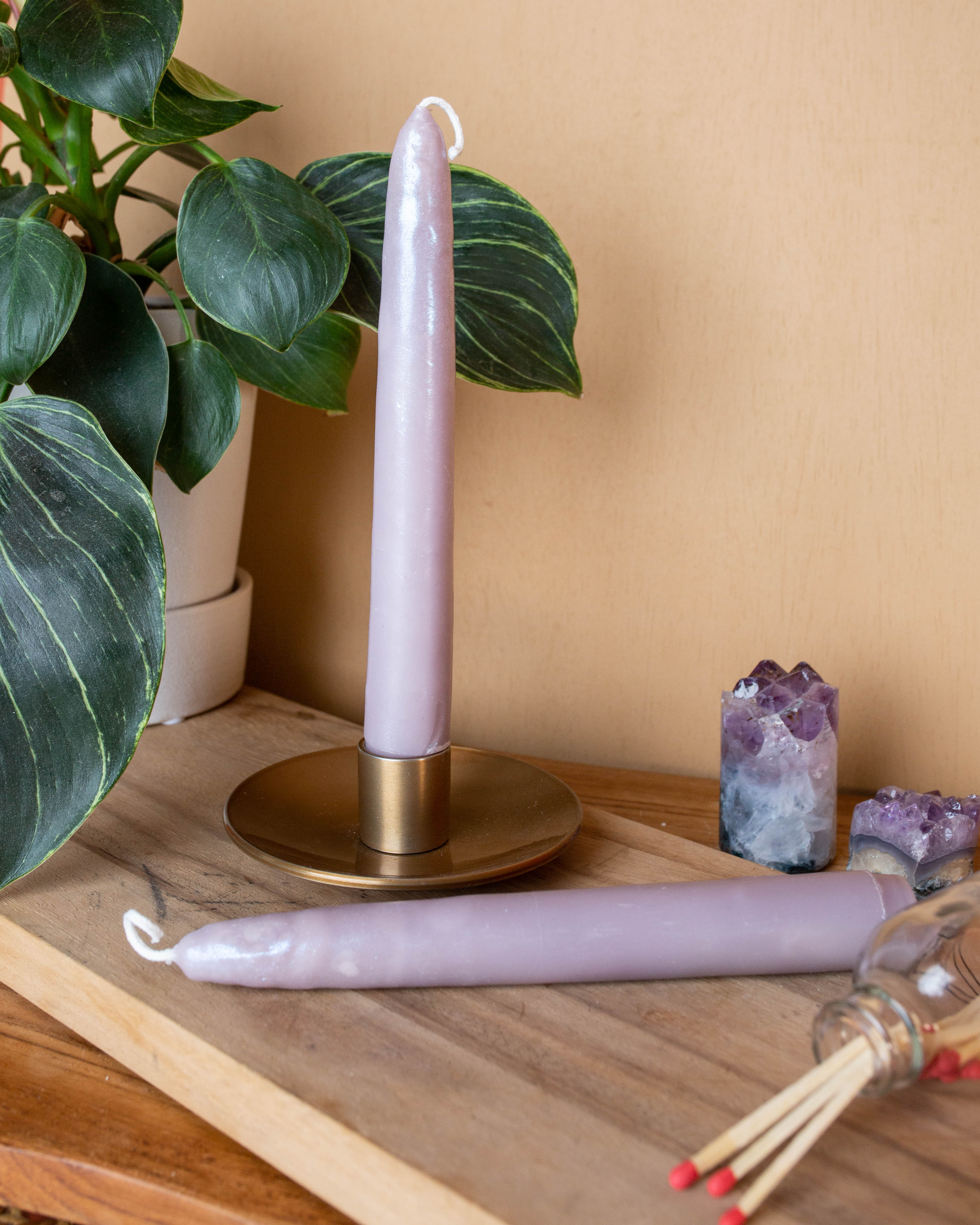 Purple Taper Candle Duo