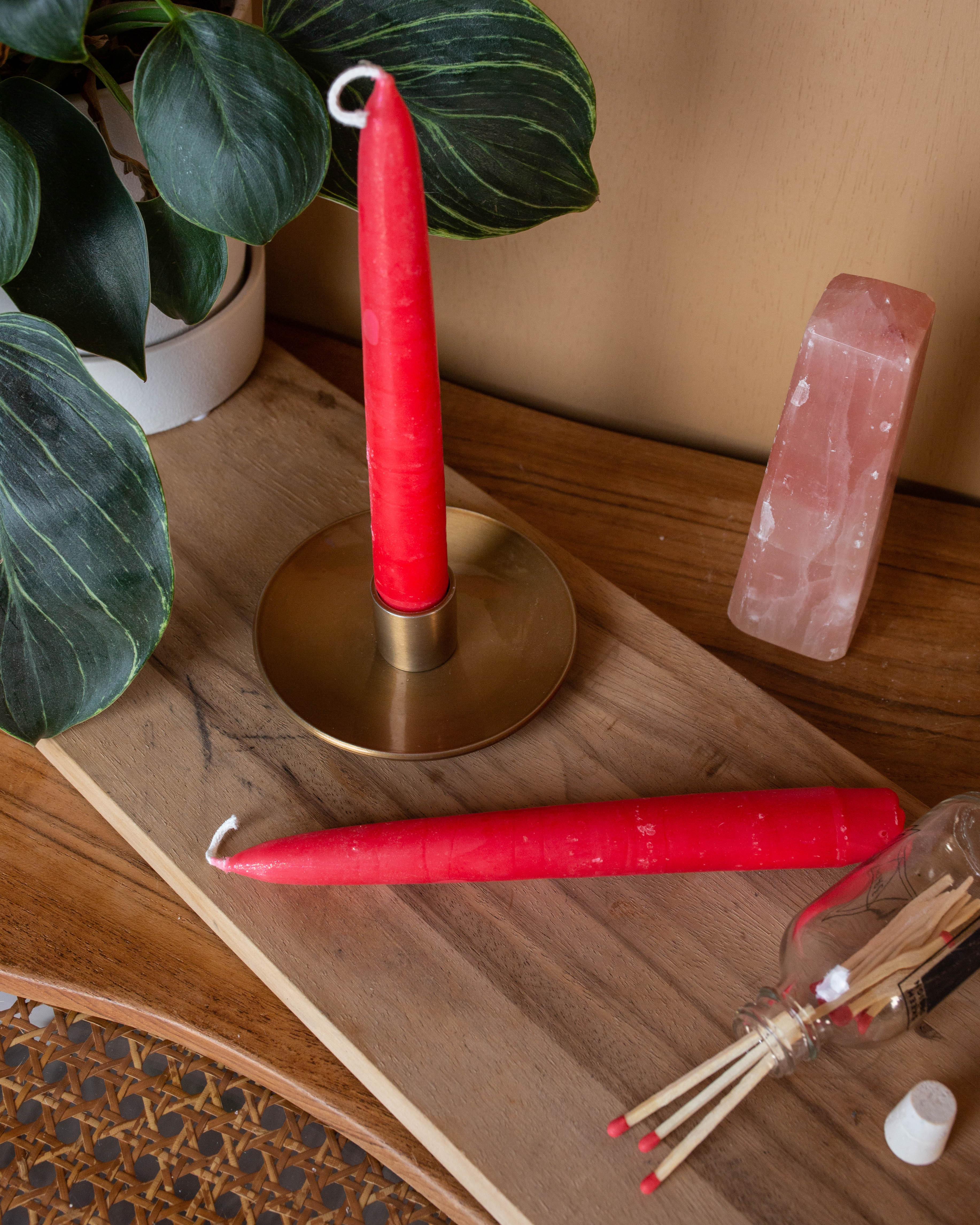 Red Taper Candle Duo