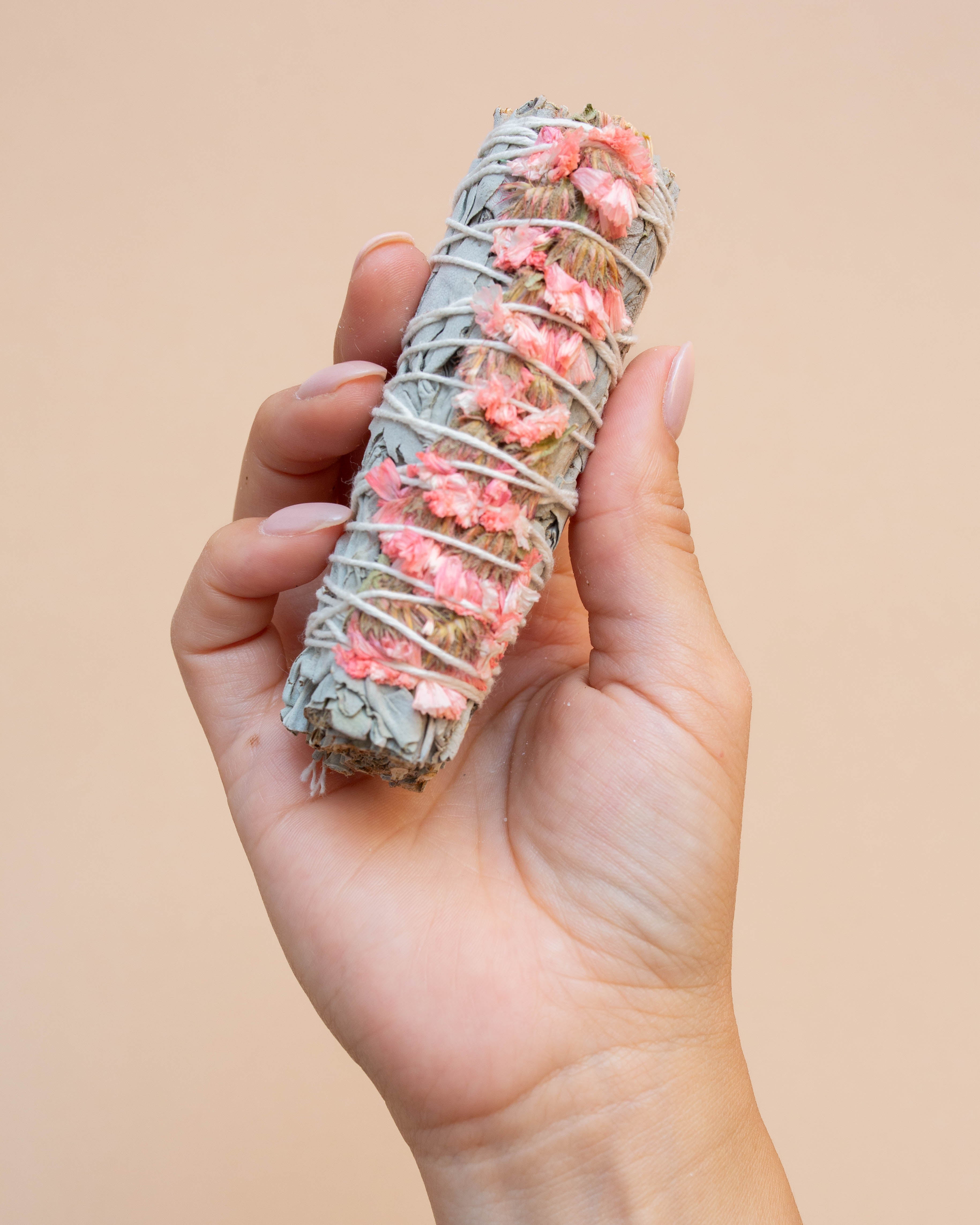 Pink Floral White Sage Bundle