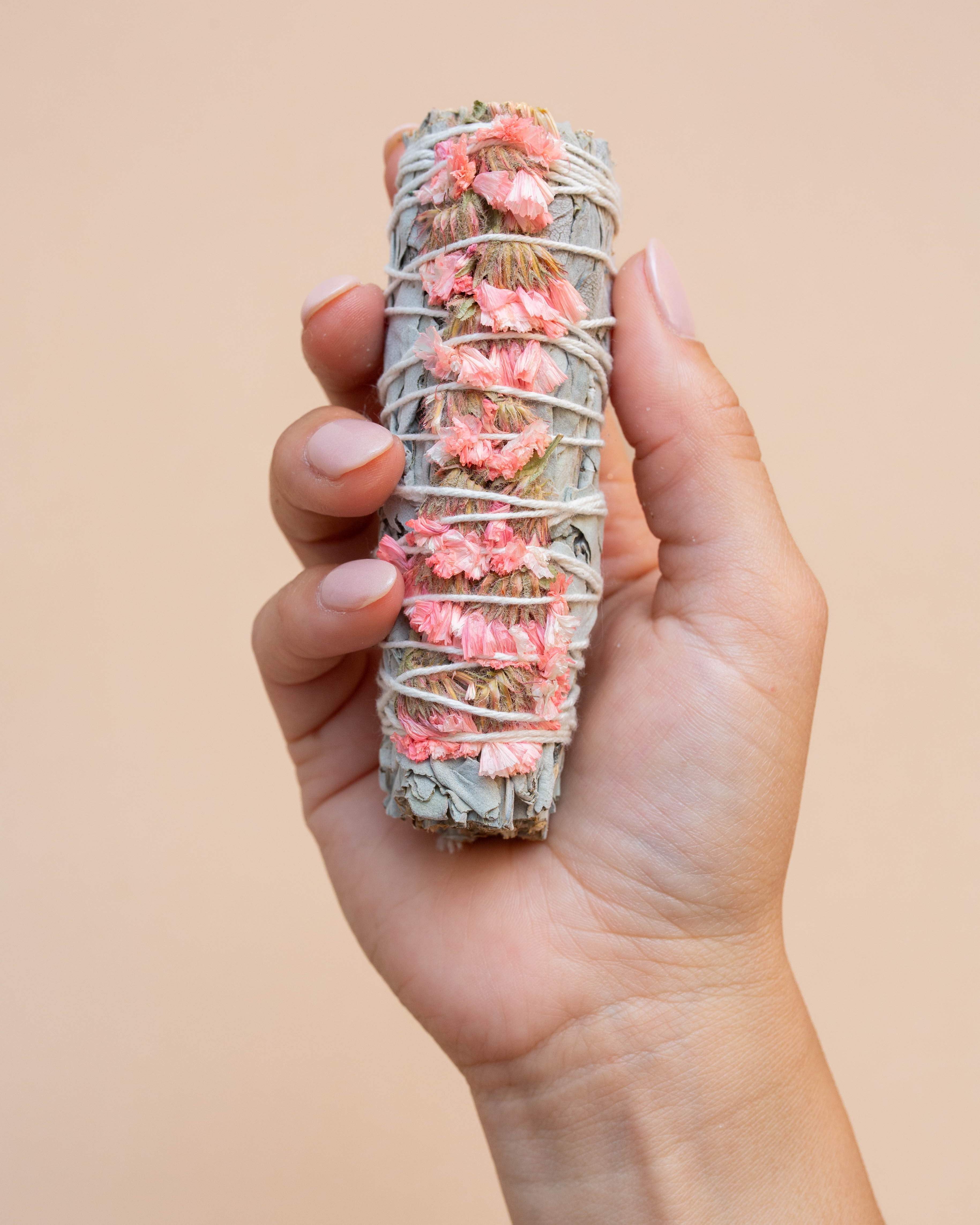 Pink Floral White Sage Bundle