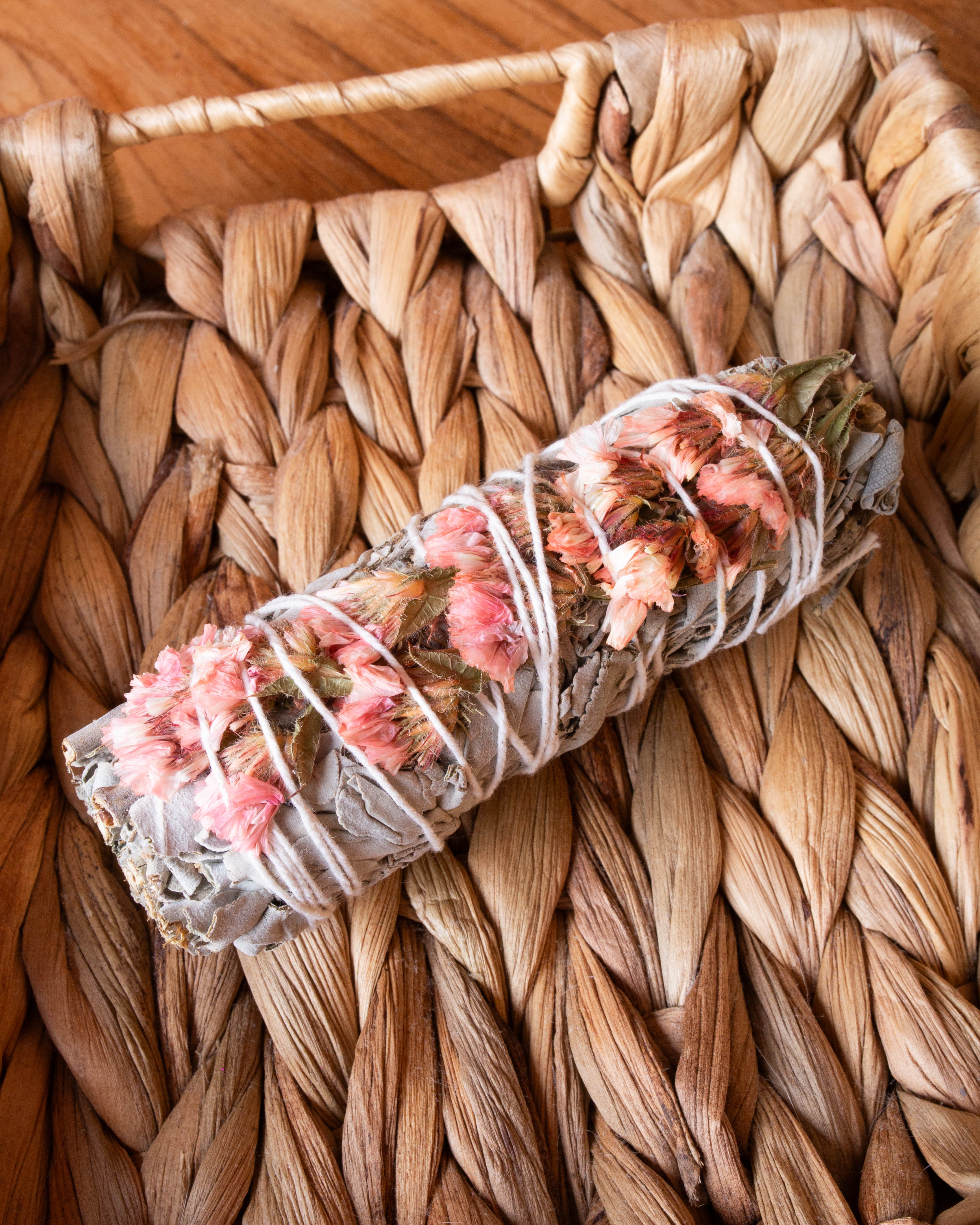 Pink Floral White Sage Bundle