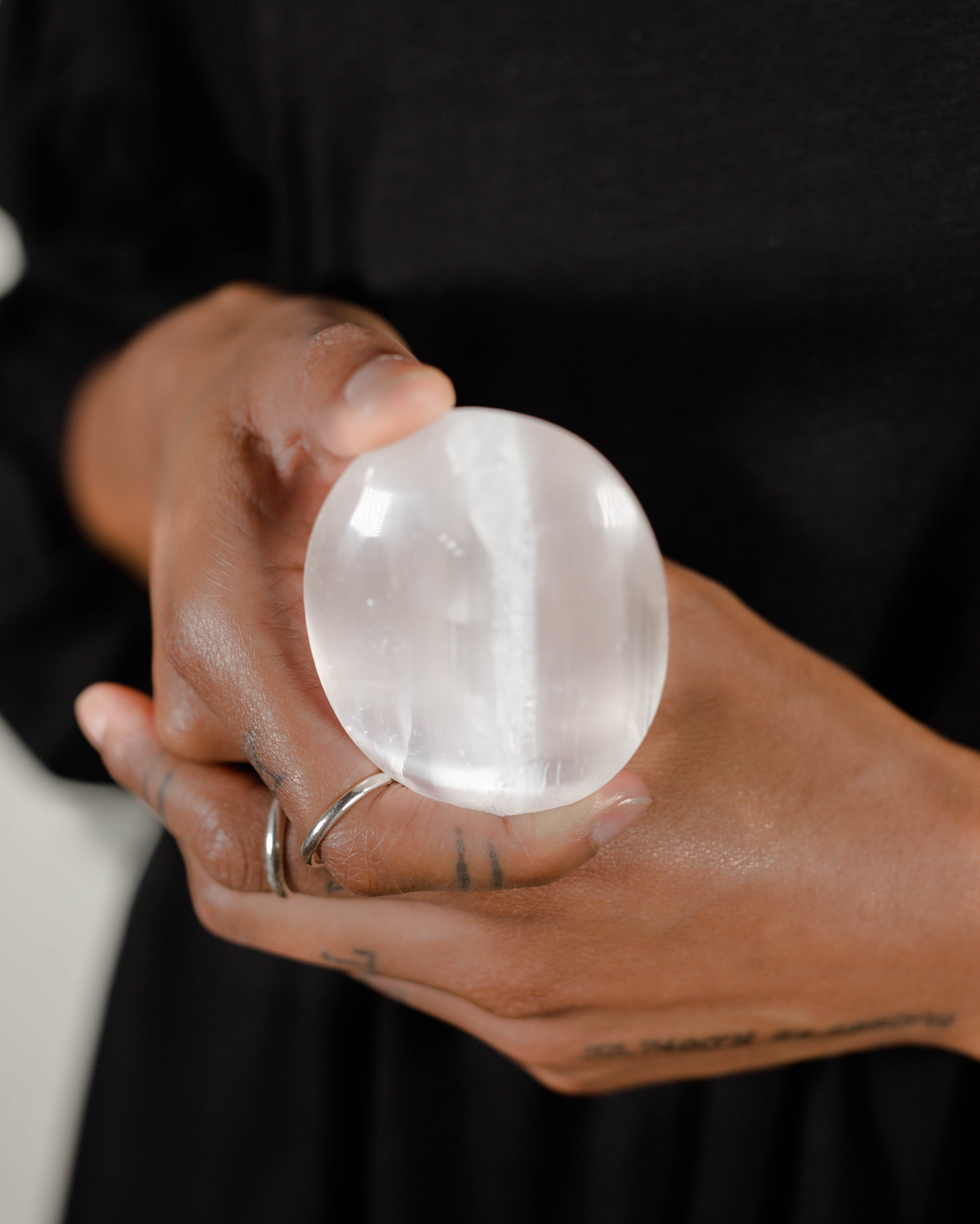 Selenite Palm Stone