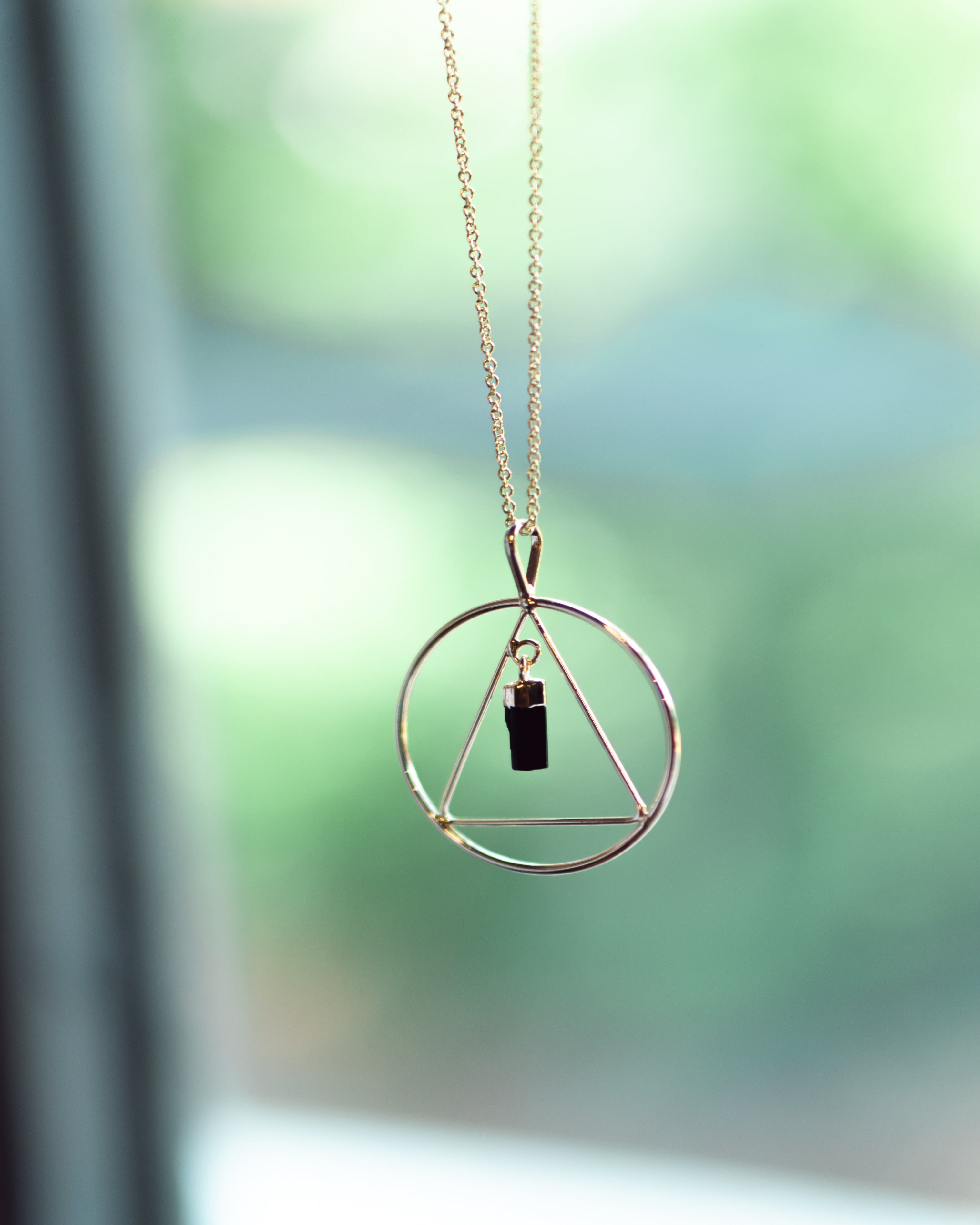 Black Tourmaline Triangle Pendant